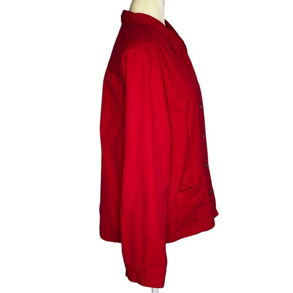 Vintage Classic Elements Red Cotton Button Front Jacket Large Shacket - Picture 3 of 9